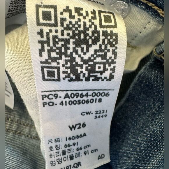 Levi‘s Low Pro Straight Jeans Sz 26 High Rise Distressed Medium Blue Wash - Picture 11 of 11